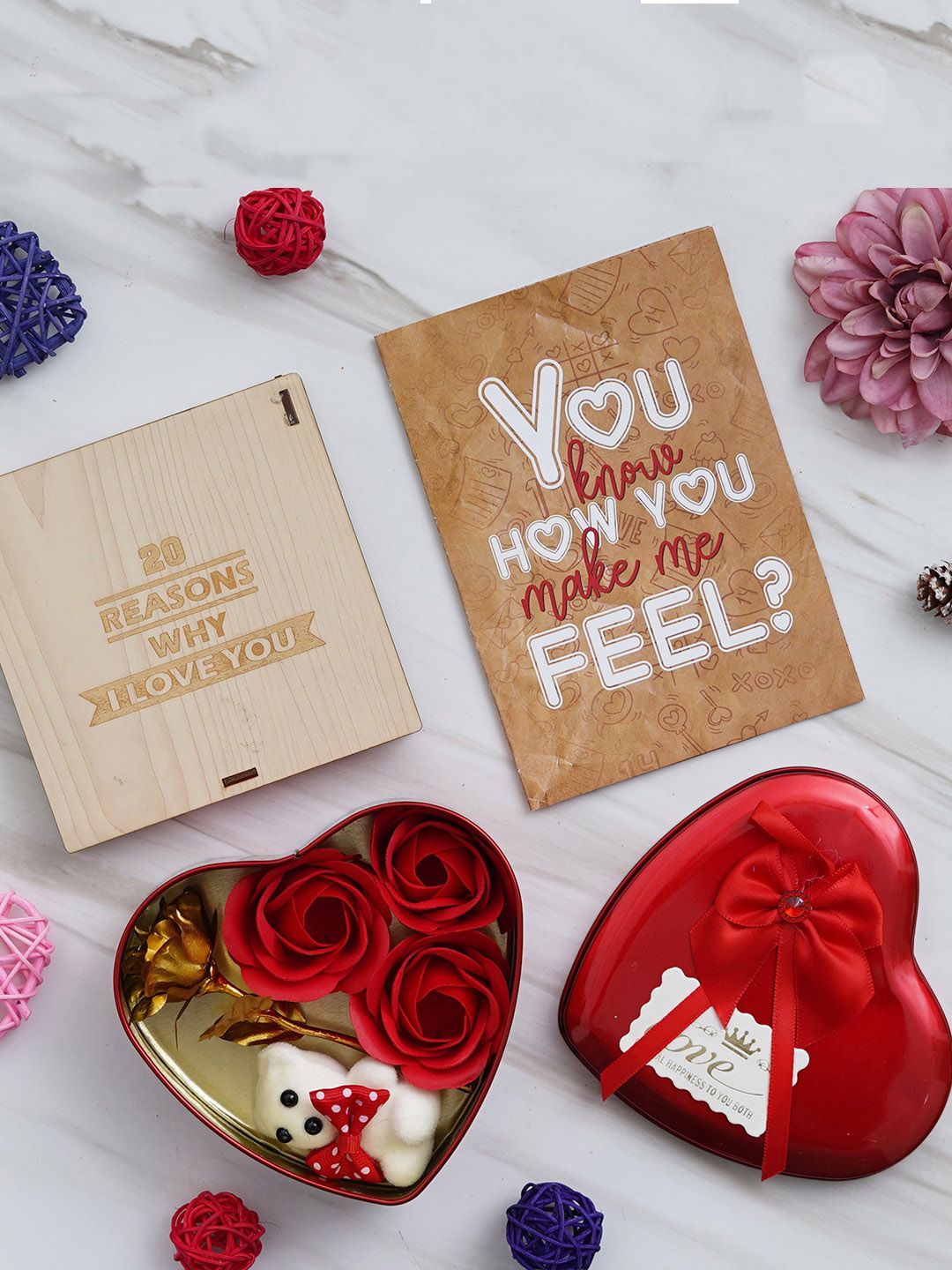 artisyn eCraftIndia Brown & White 3 Pcs Valentines Gift Set-picture-49