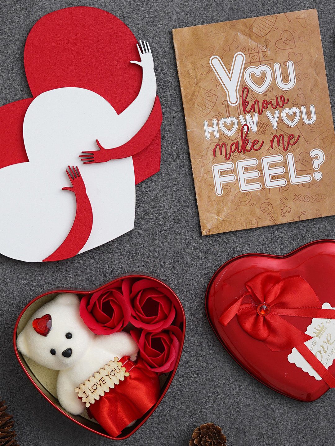 eCraftIndia Red & White 3 Pcs Valentine's Day Combo Gift Set-image-47