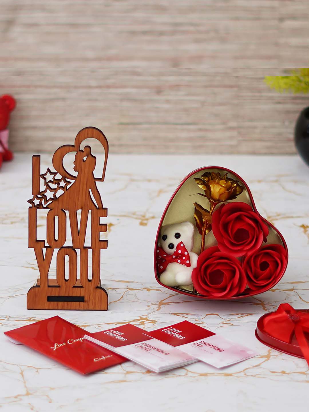 artisyn eCraftIndia Red & White 3 Pcs Valentine's Day Gift Set-picture-29