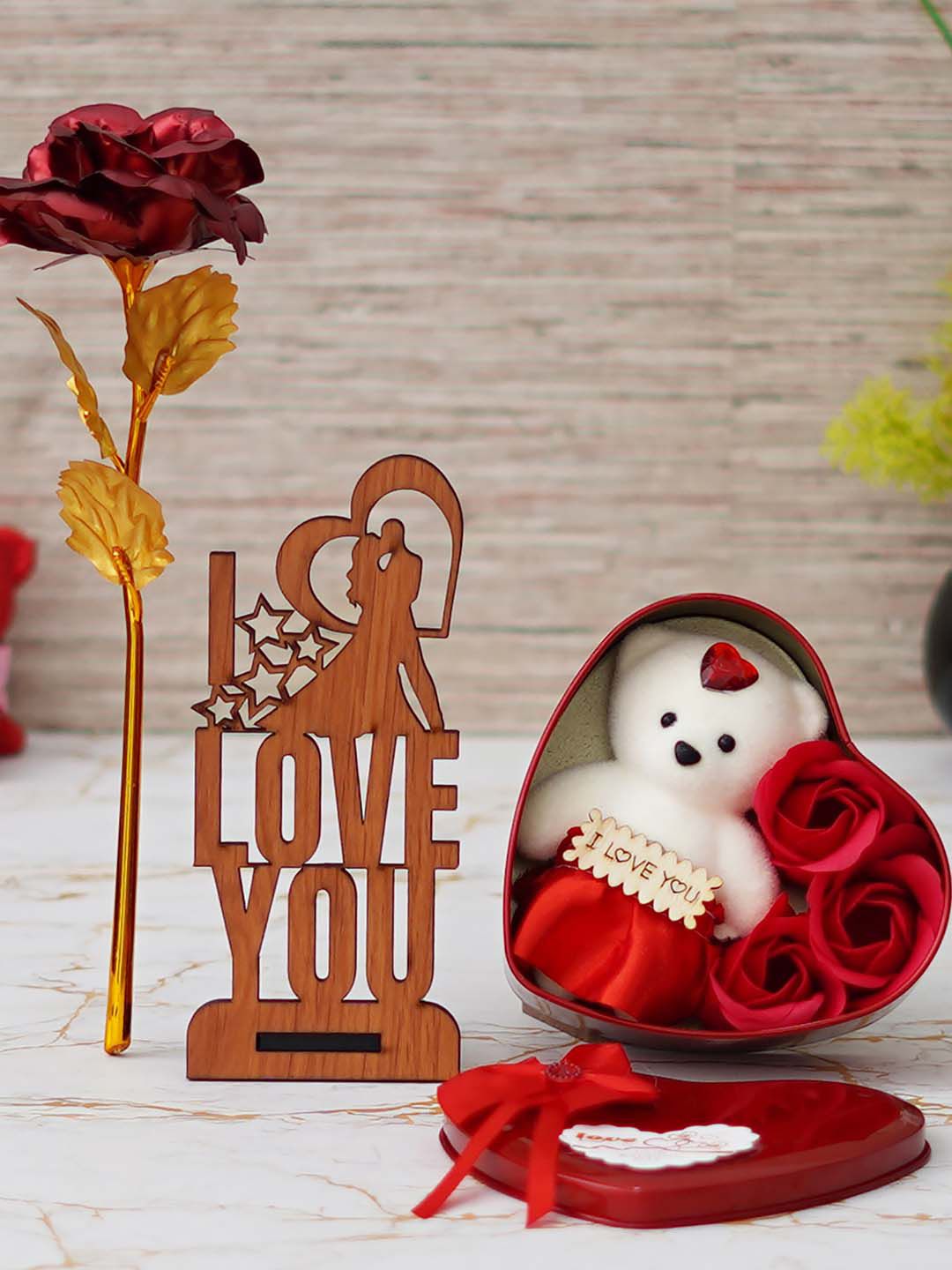 artisyn eCraftIndia Red & White 3 Pieces Valentine Gift Set-picture-16