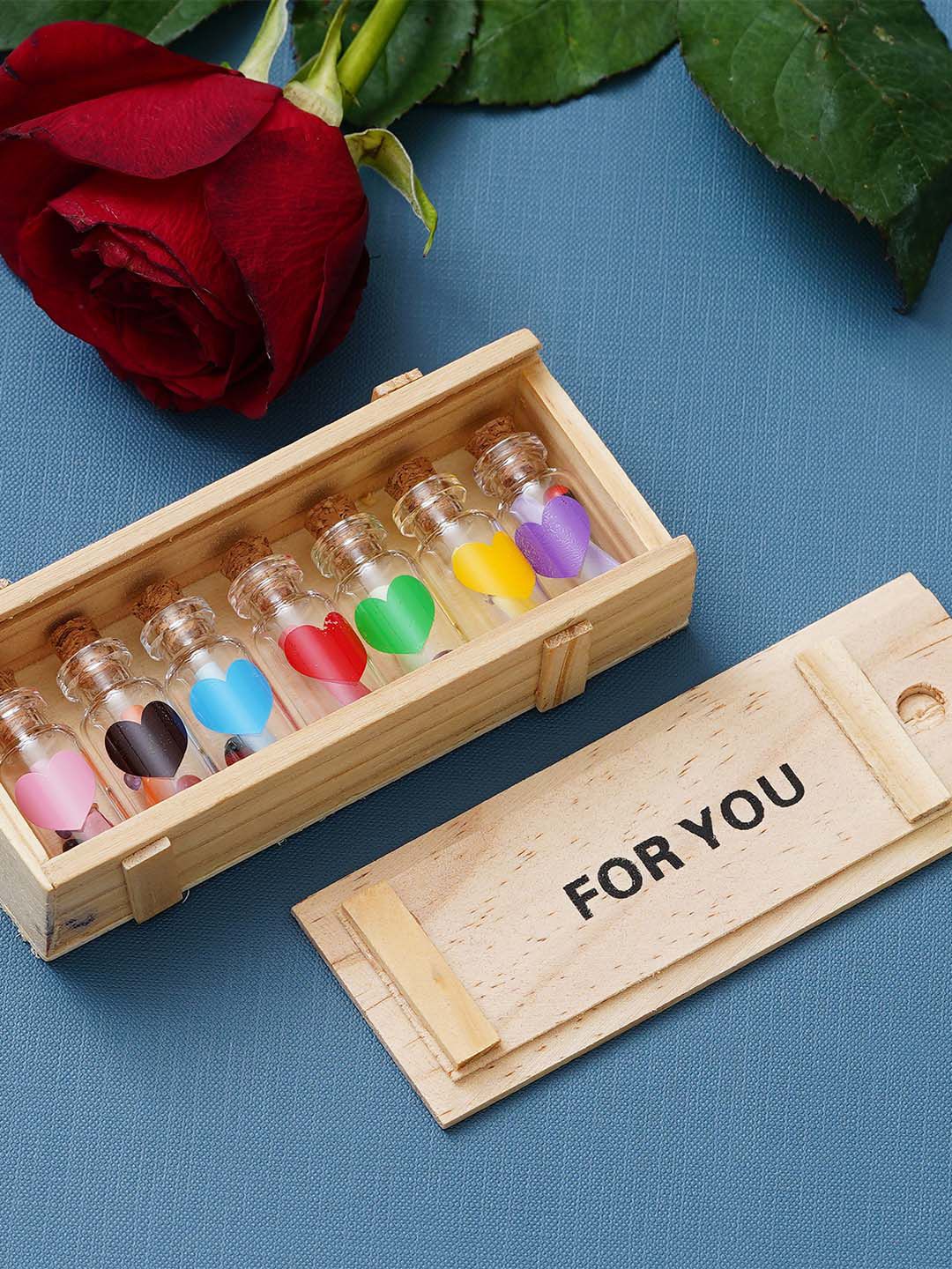 artisyn eCraftIndia Brown Wooden Box "For You" Message Bottle Set-picture-10