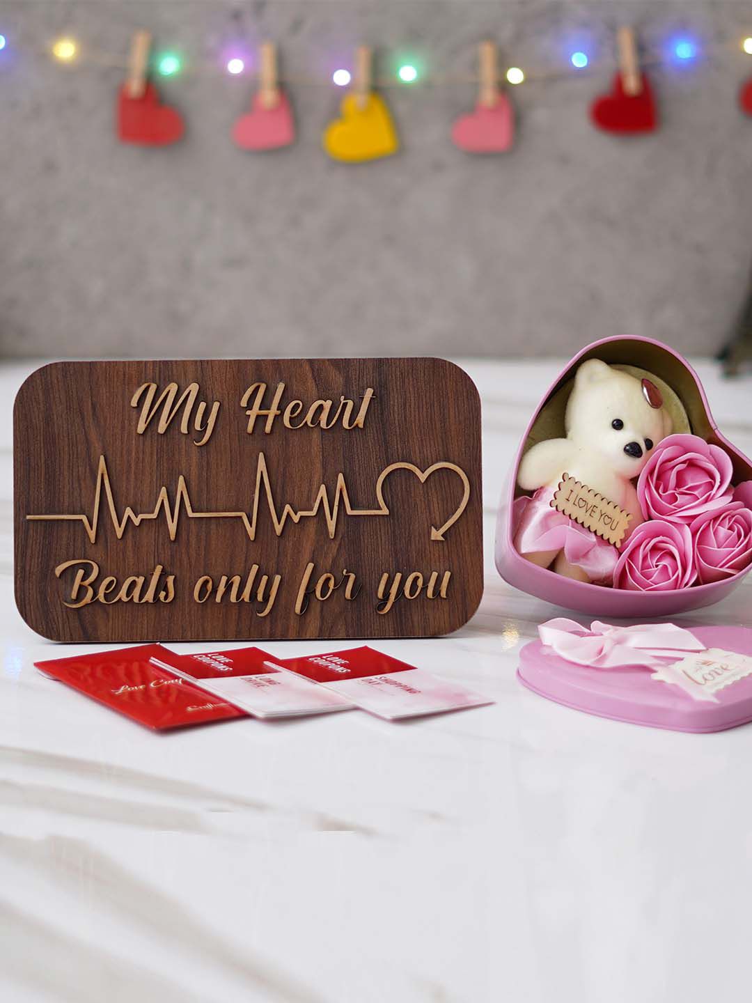 eCraftIndia Pink & Brown 3 Pcs Valentine's Day Gift Set-image-25
