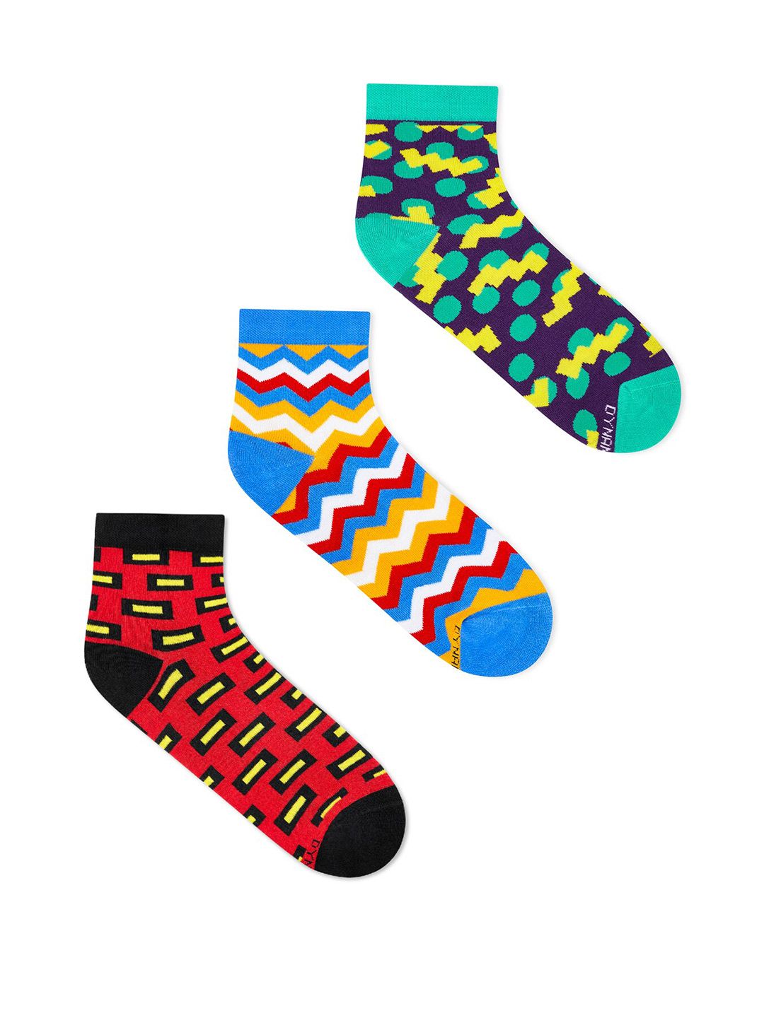Dynamocks Pack Of 3 Assorted Ankle-Length Socks-picture-37