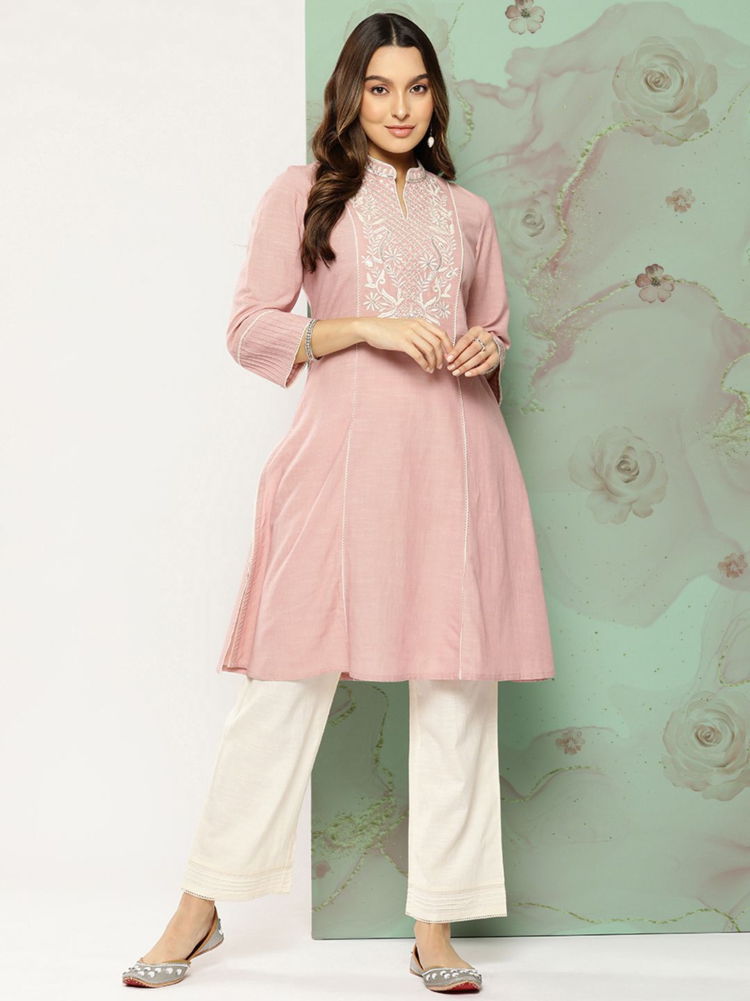 Nayam By Lakshita Floral Sequinned Kurta With Palazzos-picture-55
