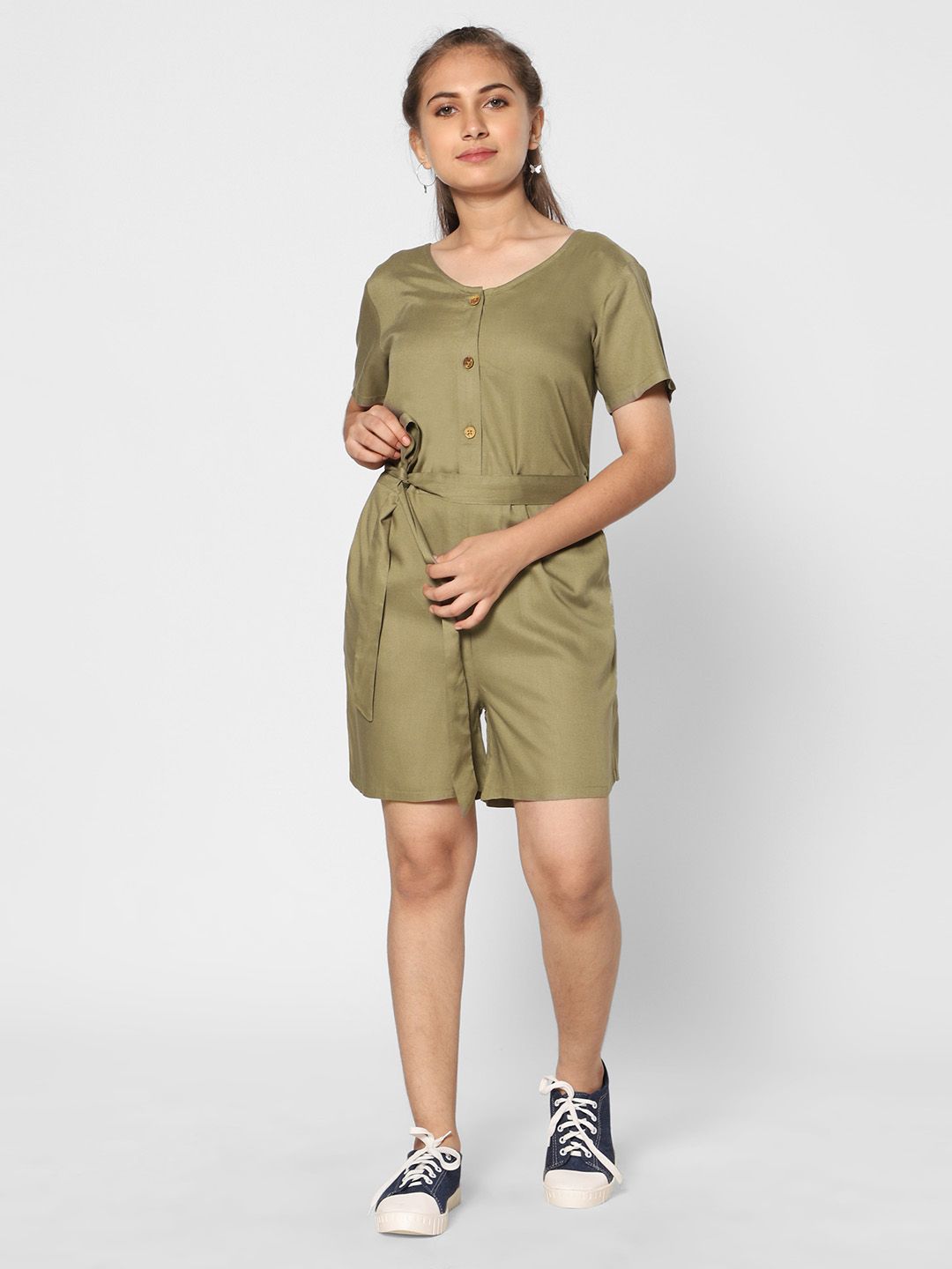 TeenTrums Girls Olive Green Jumpsuit-picture-12