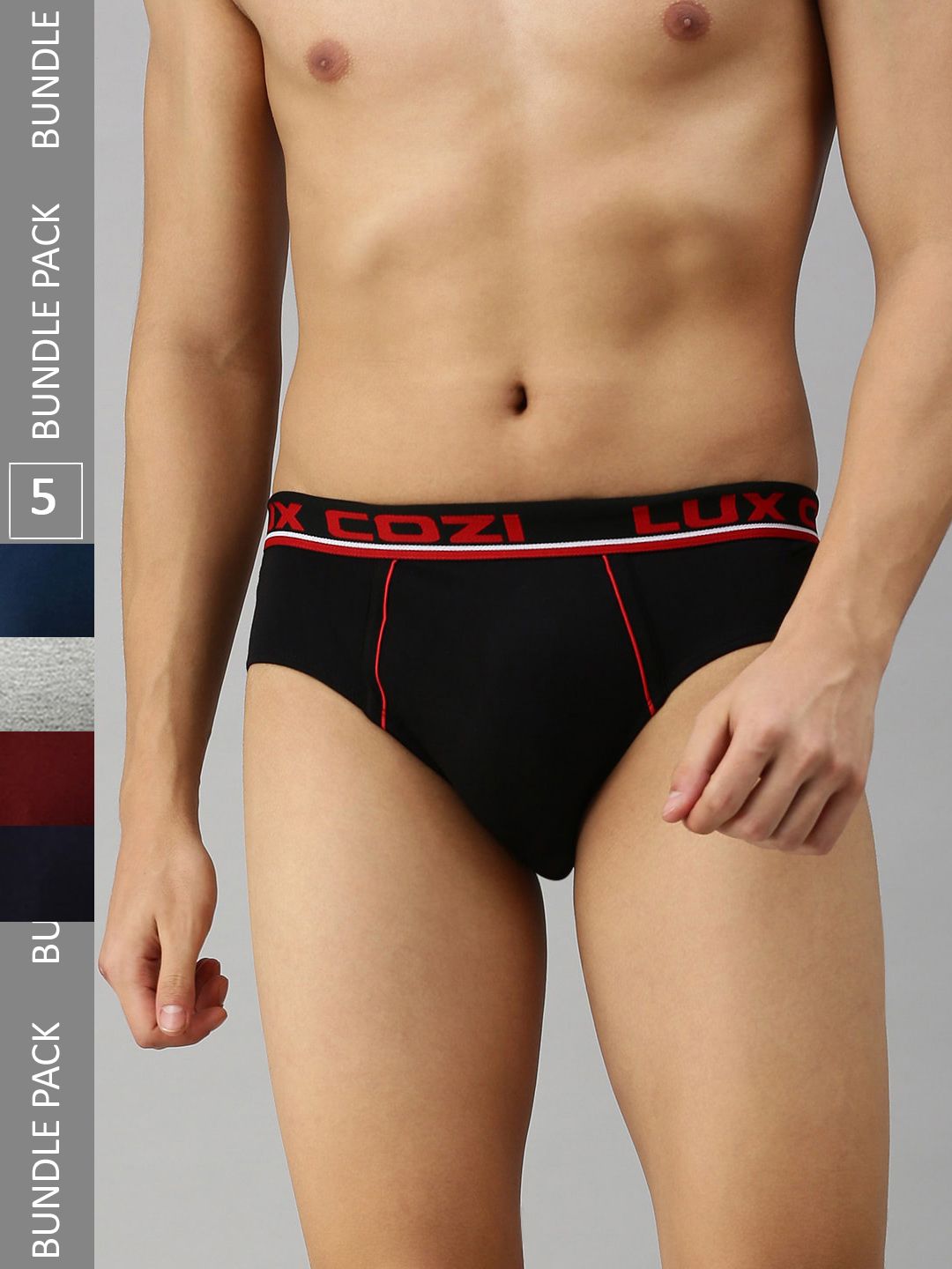 Lux Cozi Men Pack Of 5 Assorted Pure Cotton Basic Briefs COZI_BIGSHOT_BRF_ASST_5PC-picture-45