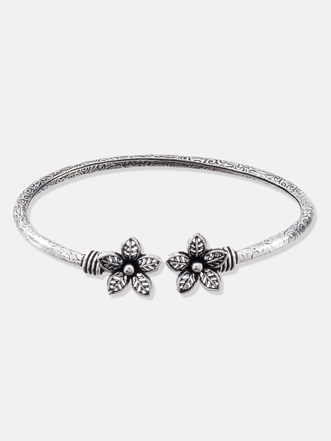 ATIBELLE Sliver-Plated Oxidised Kada Bangle