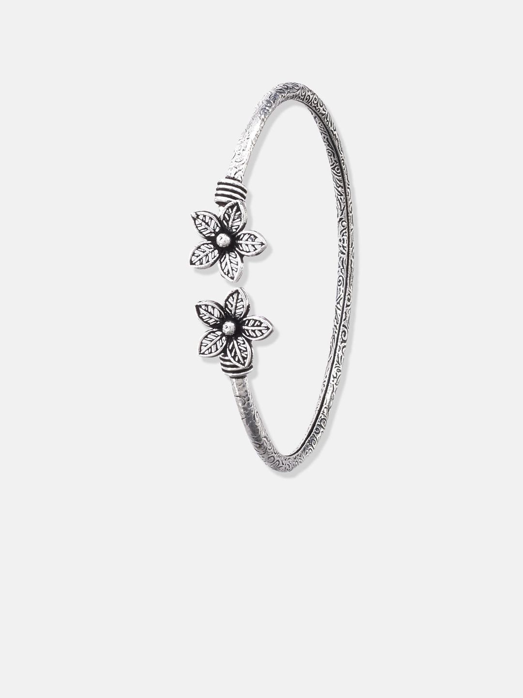 ATIBELLE Sliver-Plated Oxidised Kada Bangle