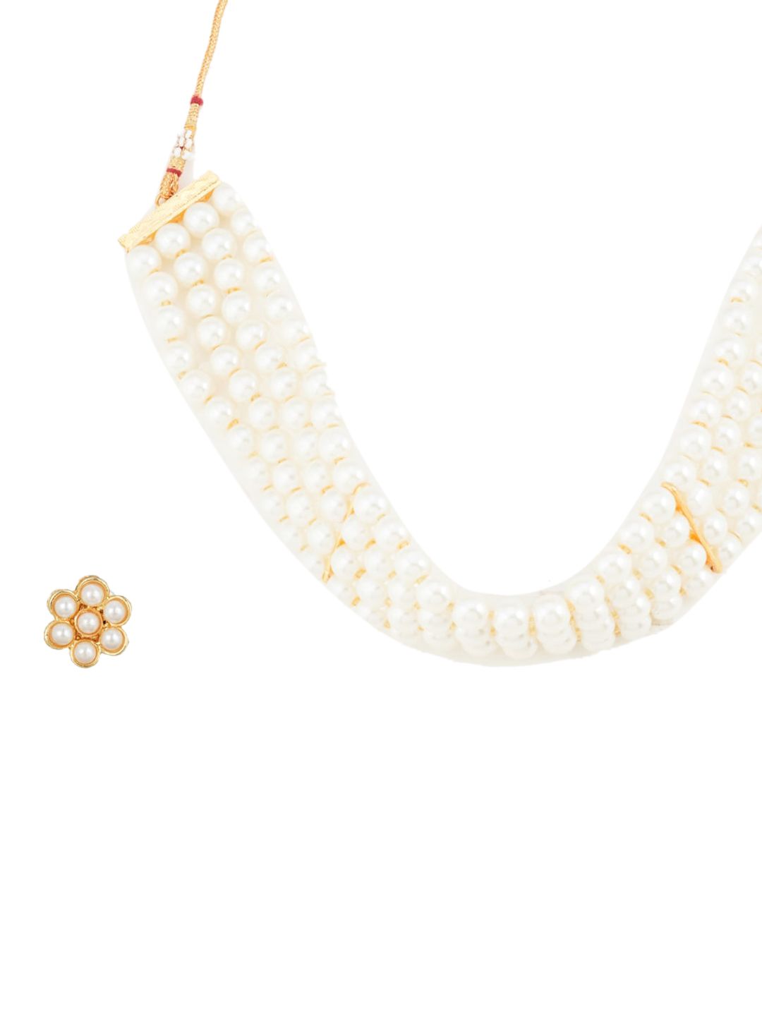 ATIBELLE Gold-Plated Artificial Beaded Layered Classic Choker Jewellery Set