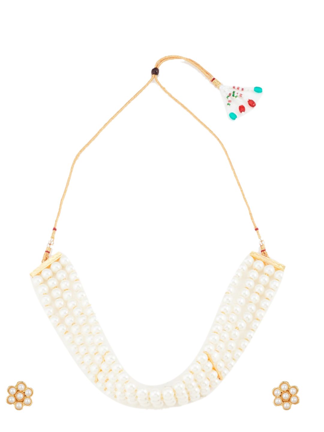 ATIBELLE Gold-Plated Artificial Beaded Layered Classic Choker Jewellery Set