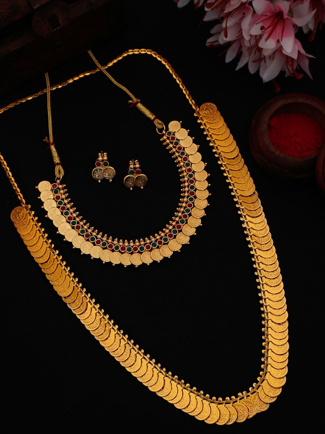 YouBella Set Of 2 Gold-Plated Stone-Studded Jewellery Set-picture-44