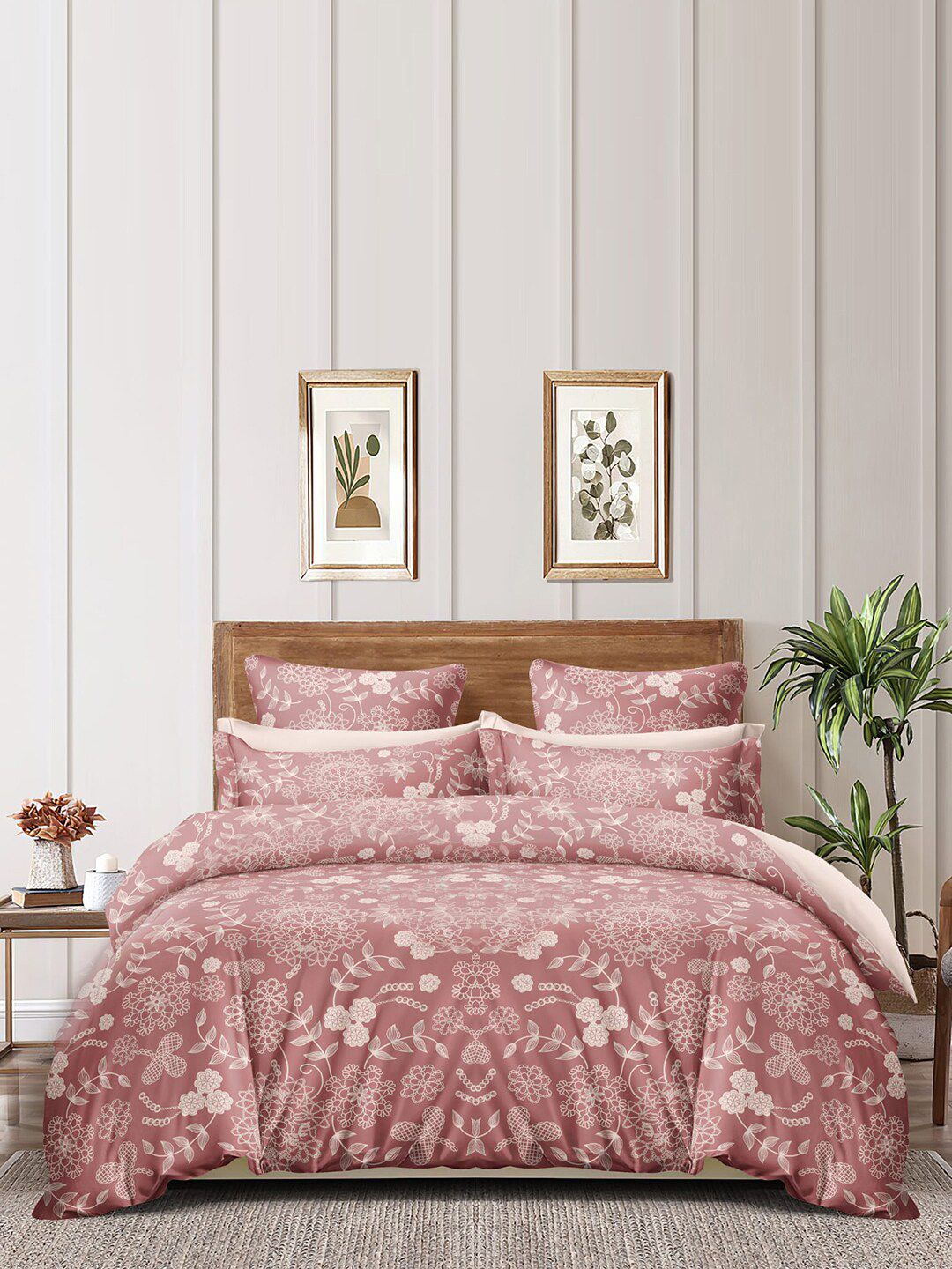 homewards Pink & Cream-Coloured Floral Microfiber AC Room 150 GSM Double Bed Comforter-picture-15