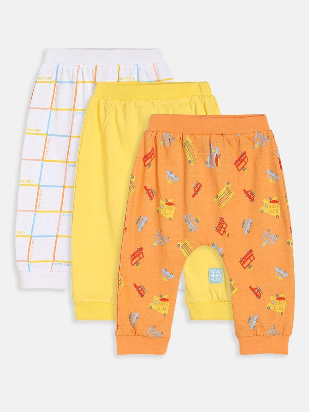 MINI KLUB Infant Boys Pack Of 3 Printed Pure Cotton Joggers-picture-35