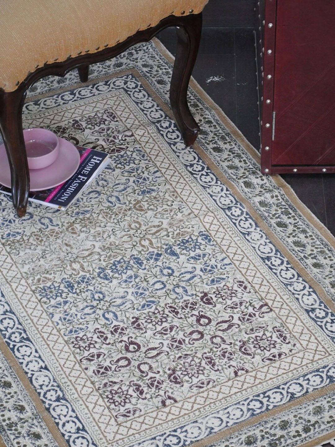 Art Avenue White & Blue Ethnic Motifs Printed Cotton Rectangular Carpet-image-17