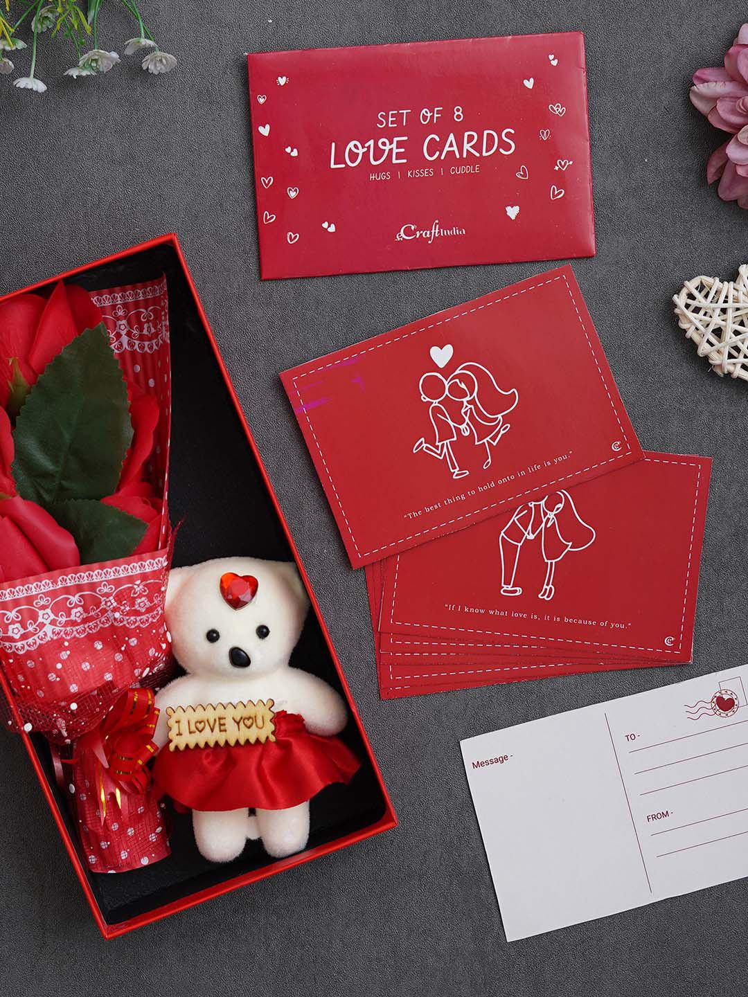 artisyn eCraftIndia Red & White 2 Pcs Valentine's Day Gift Set-picture-44