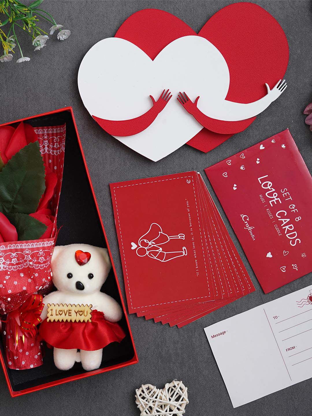 artisyn eCraftIndia Red & White 3 Pcs Valentine's Day Gift Set-picture-18