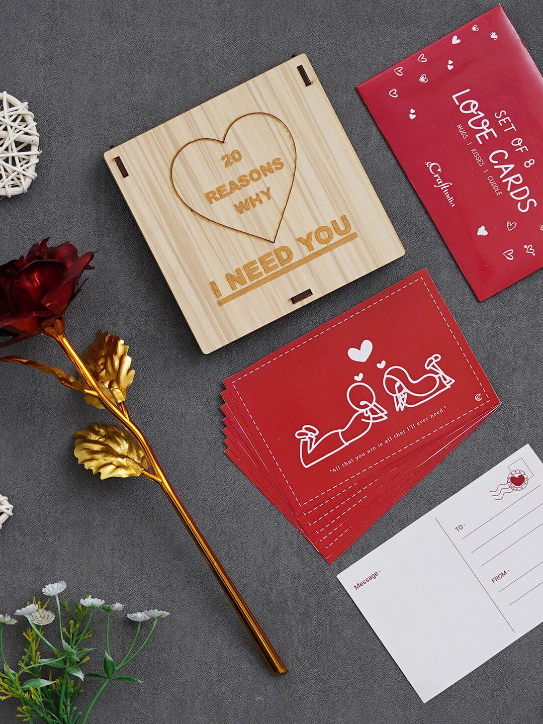 artisyn eCraftIndia Red & Brown 3 Pcs Valentine Gift Set-picture-36