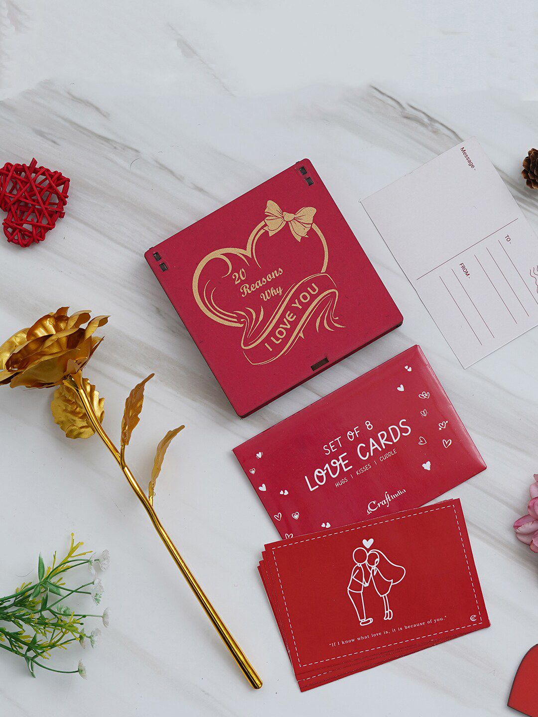 artisyn eCraftIndia Red & White 3 Pcs Valentine Gift Set-picture-28