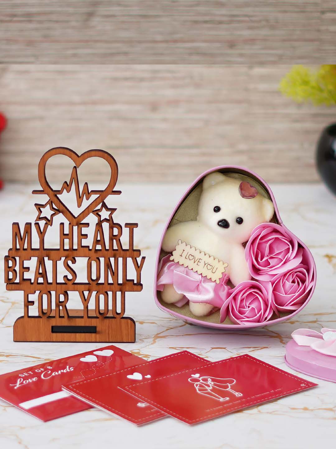 eCraftIndia Red & Pink 3 Pcs Valentine Gift Set-image-31