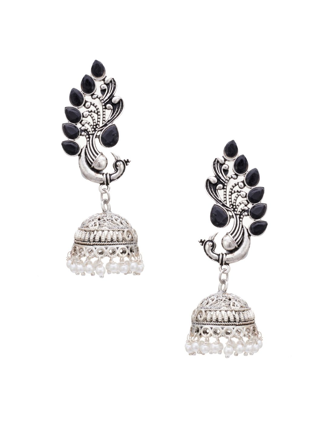 ATIBELLE Silver-Plated Stone-Studded & Beaded Jewellery Set