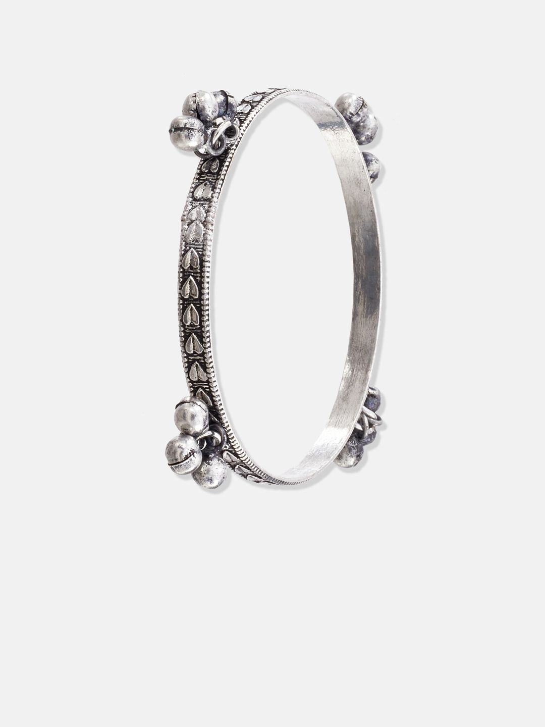 ATIBELLE Set Of 2 Oxidised Silver-plated Ghunghroo Beaded Bangles
