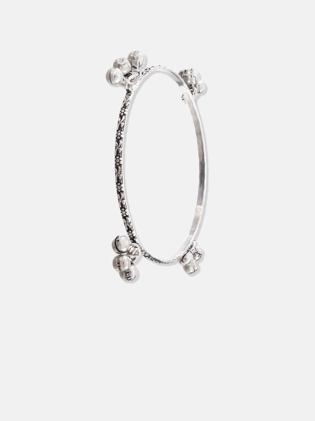 ATIBELLE Set Of 2 Oxidised Silver-Plated Ghungroo Beaded Bangles
