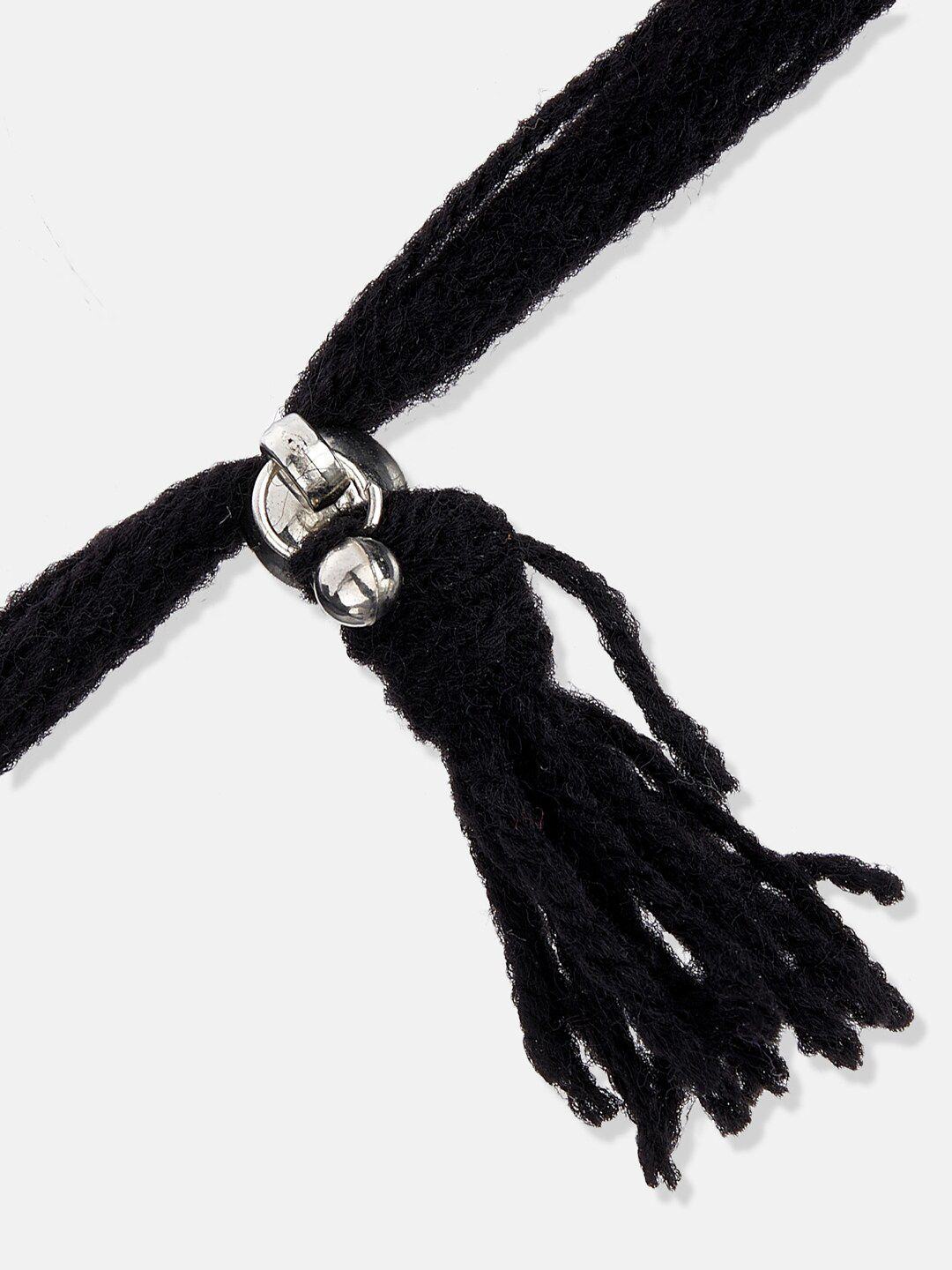 ATIBELLE Silver-Plated Oxidised Ghungaroo Beaded Jewellery Set