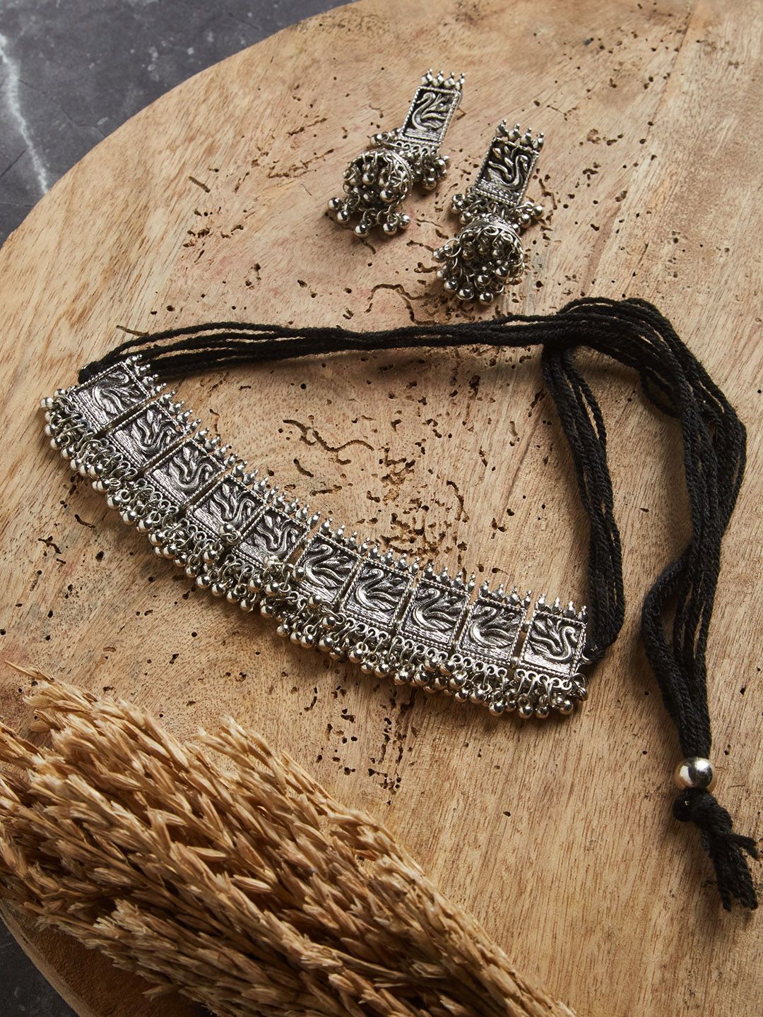 ATIBELLE Oxidised Silver-Plated Jewellery Set