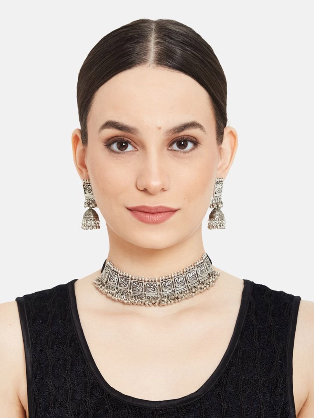 ATIBELLE Oxidised Silver-Plated Jewellery Set