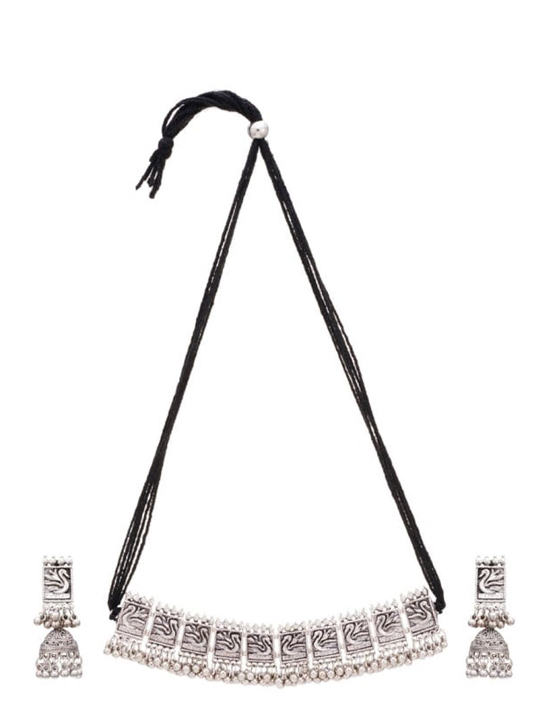 ATIBELLE Oxidised Silver-Plated Jewellery Set