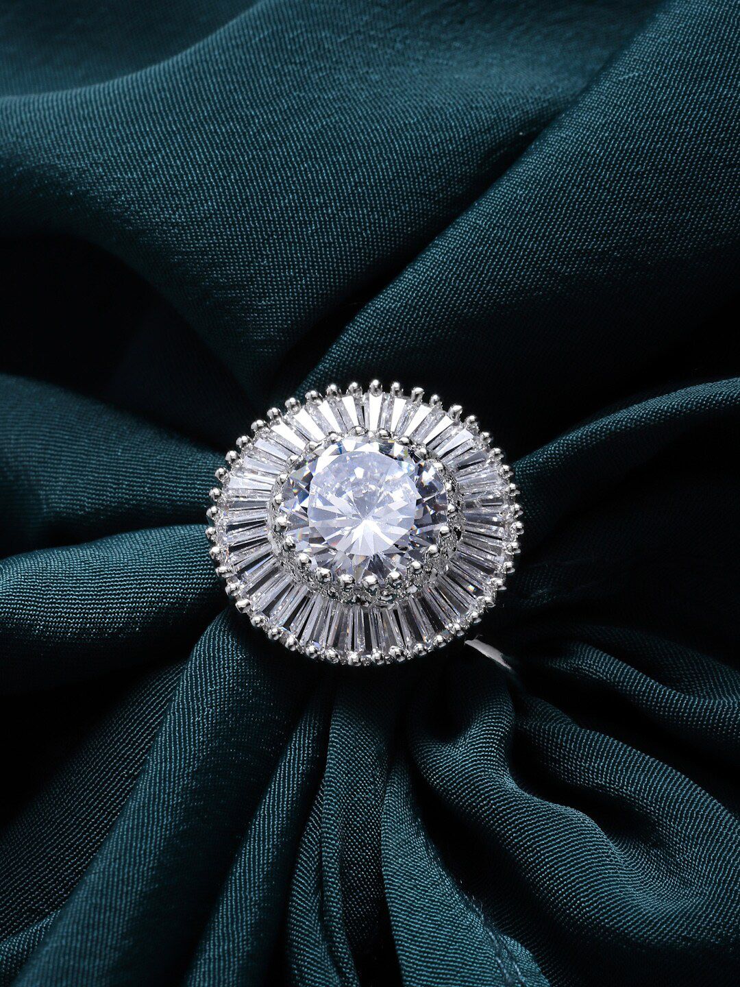 PANASH Women Silver-Plated & AD Studded Adjustable Finger Ring-picture-13