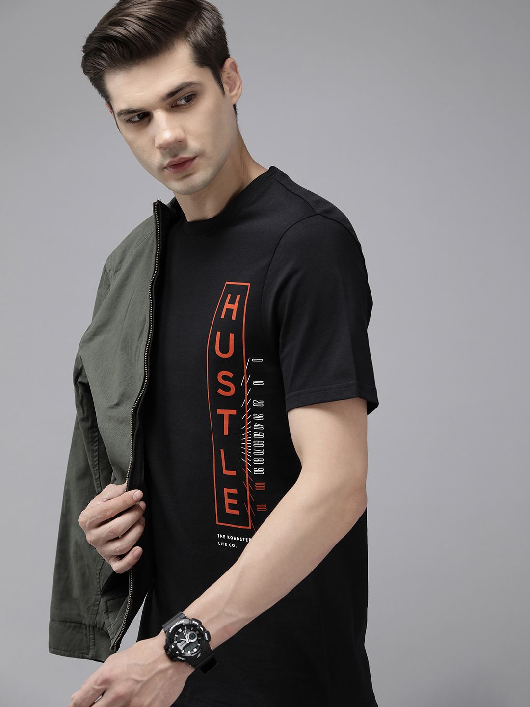Roadster Typography Printed Pure Cotton T-shirt
