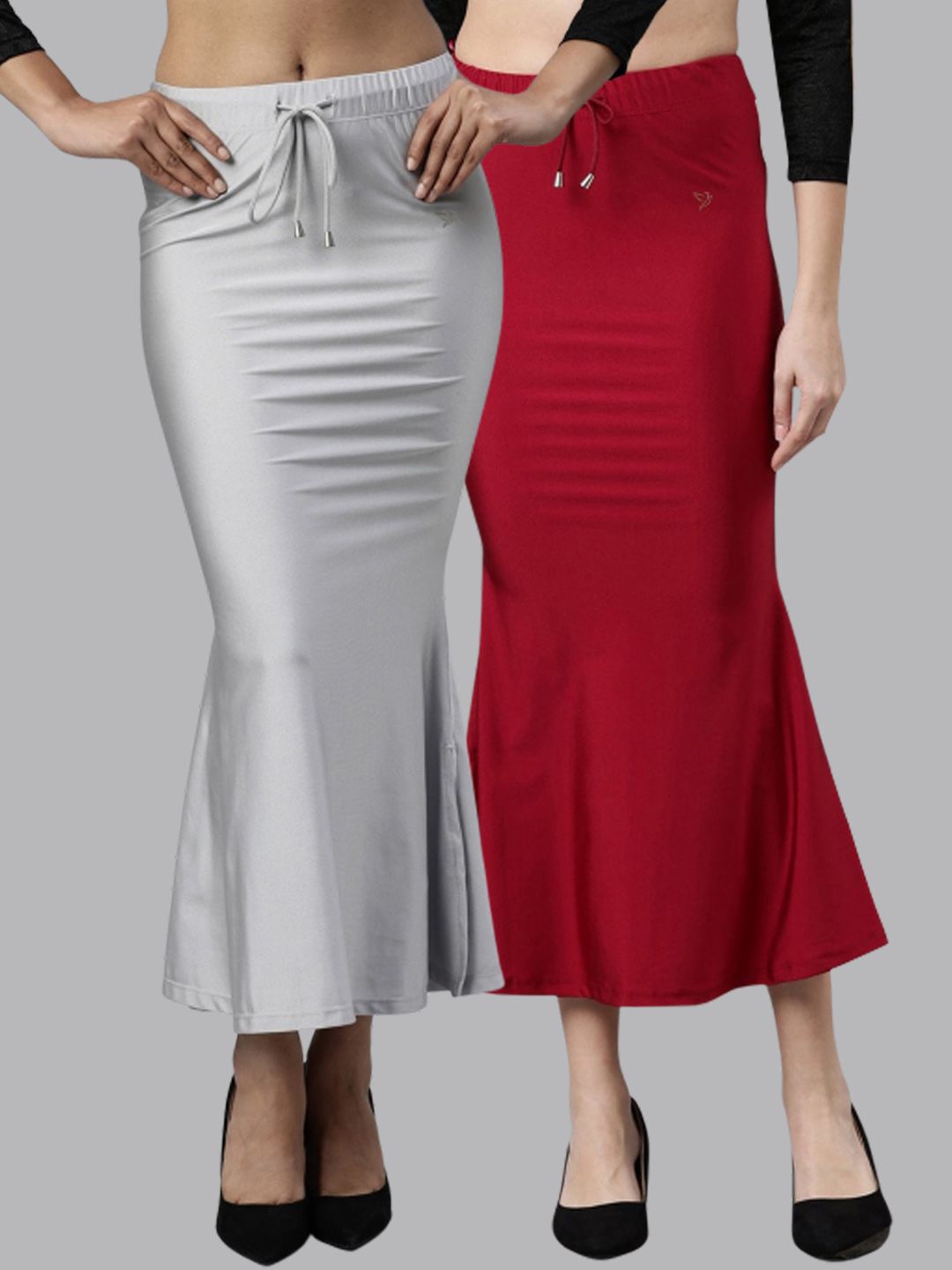 TWIN BIRDS Women pack of 2 High Rise Stretchable Shimmer Saree Shape Wear-image-49