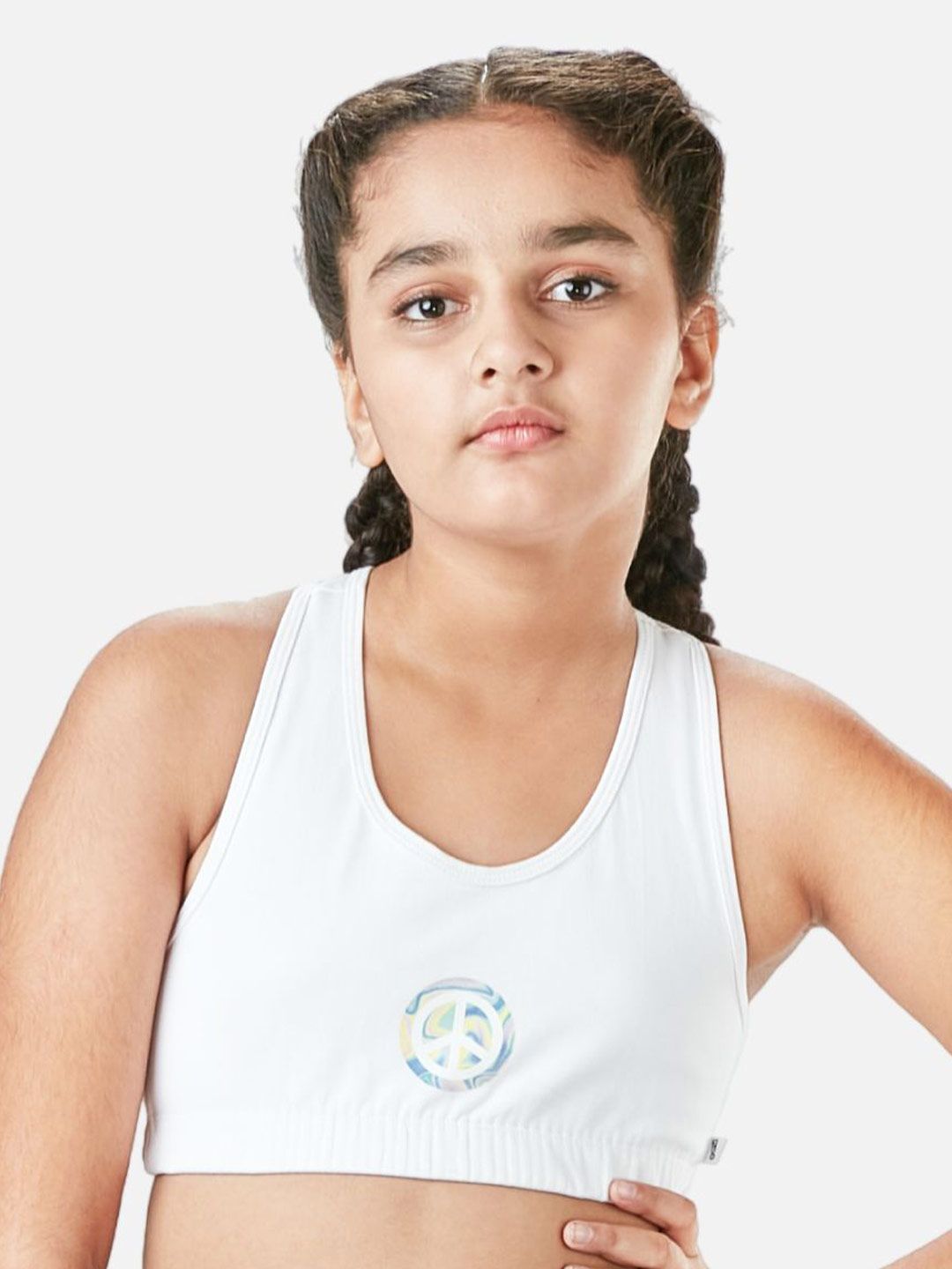 You Got Plan B Girls Seamless Cotton Anti-Bacterial Sports Bra SBNP-Vanilla: 10-12-picture-57