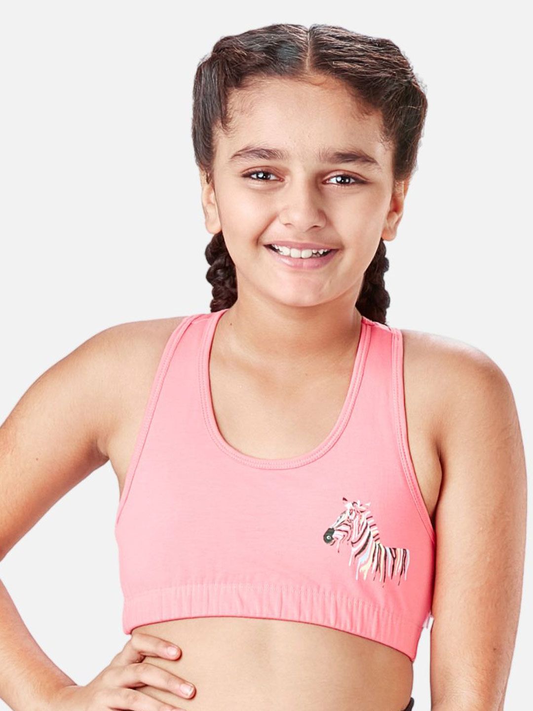 You Got Plan B Girls Non-Padded Anti-Bacterial Sports Bra SBNP-ZebraCrossing: 10-12-picture-53