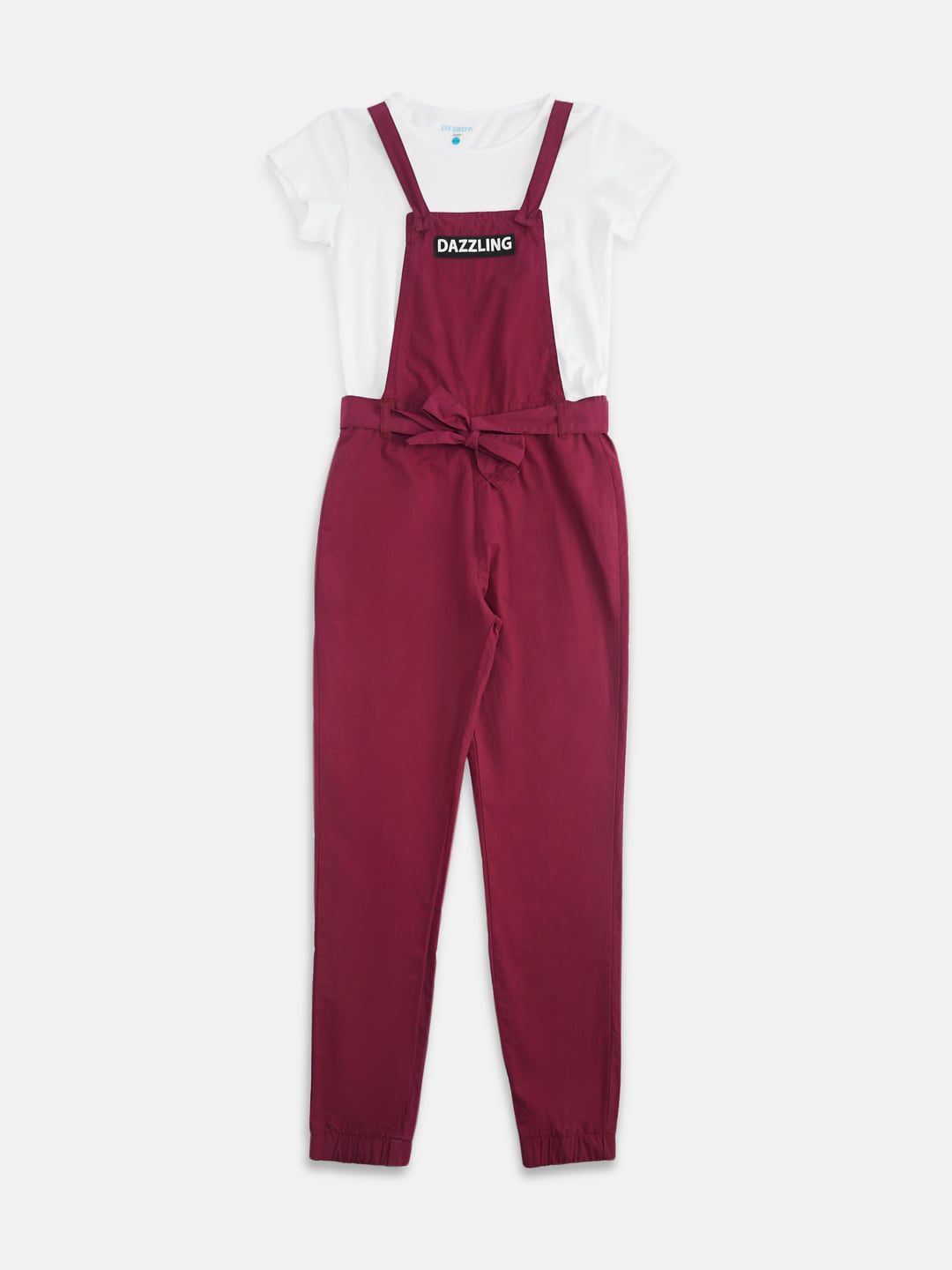 Pantaloons Junior Girls Solid Dungarees With T-shirt-picture-50