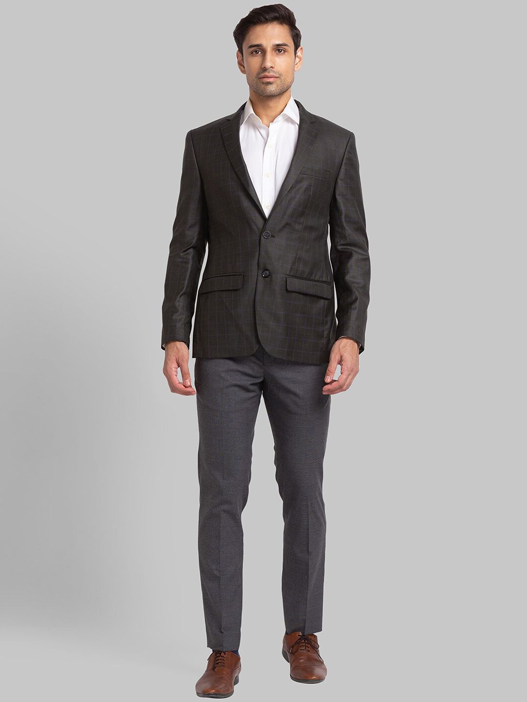 Park Avenue Men Checked Slim-Fit Single-Breasted 2 Piece Formal Suit-picture-13