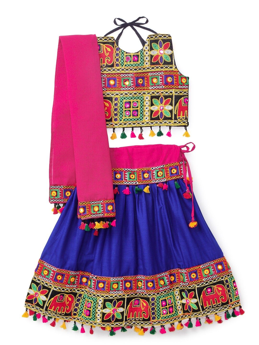 BANJARA INDIA Girls Embroidered Ready to Wear Cotton Lehenga & Blouse With Dupatta-image-42