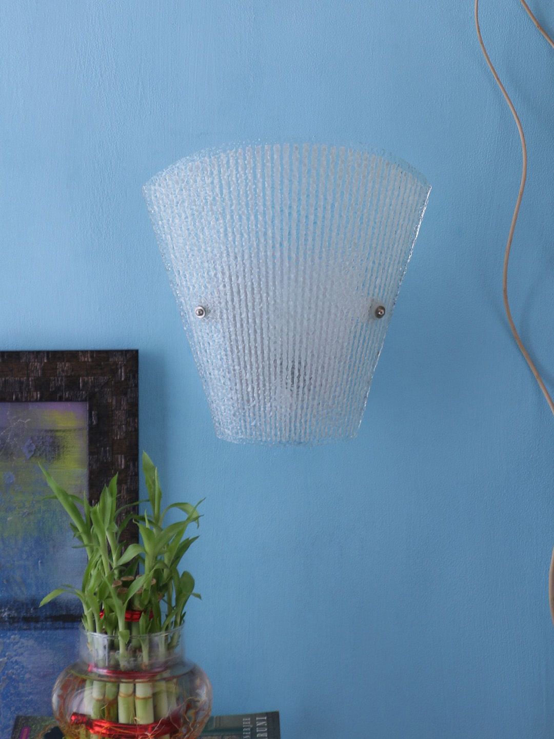 Devansh White Textured Glass Wall Mounted Lamp-image-5