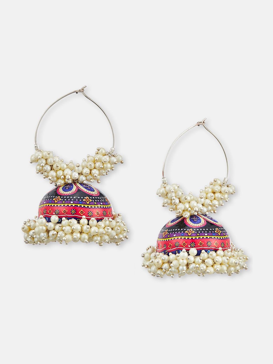 ATIBELLE Gold Plated Contemporary Pearl Beaded Jhumkas Earrings
