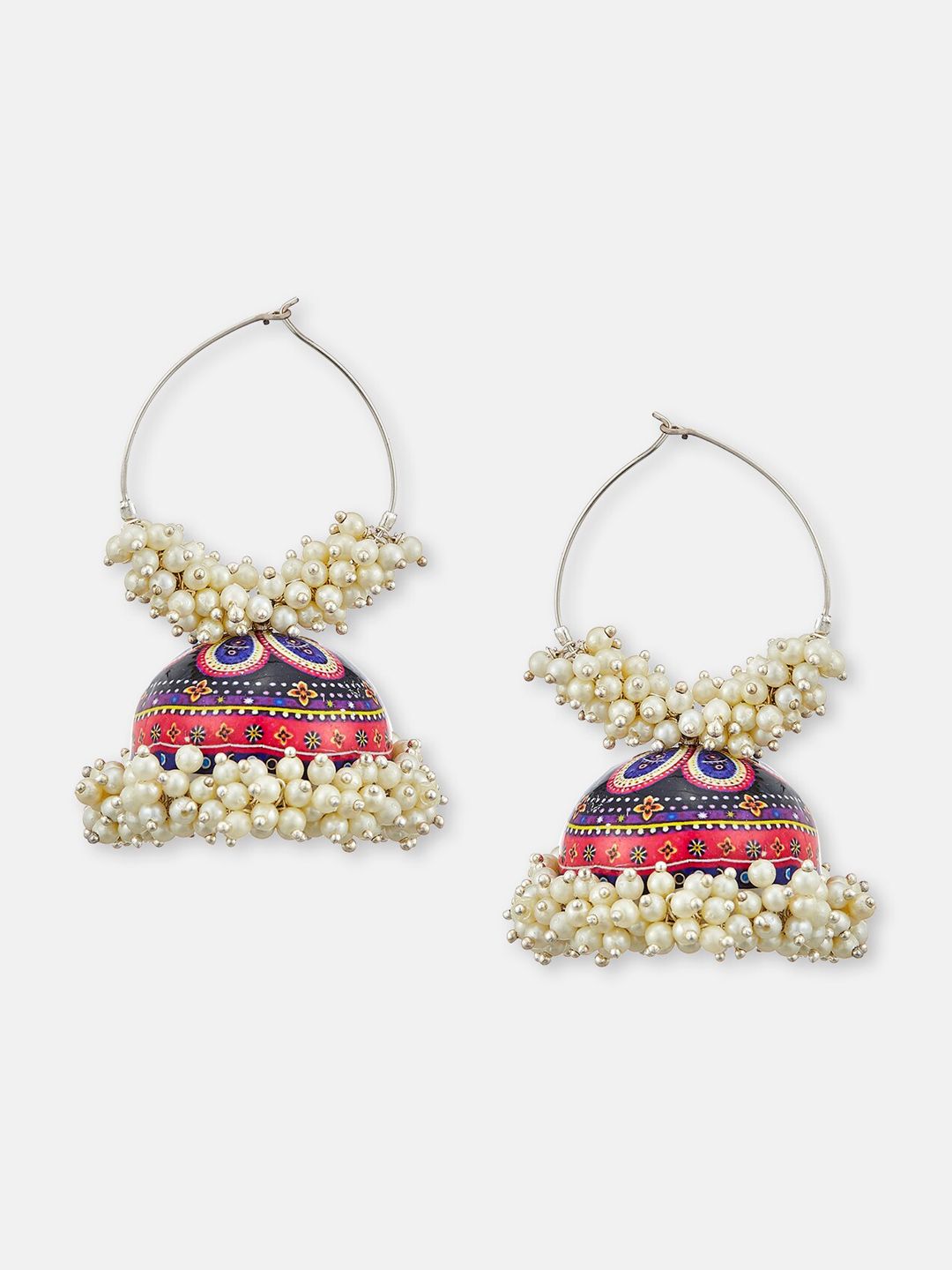 ATIBELLE Gold Plated Contemporary Pearl Beaded Jhumkas Earrings