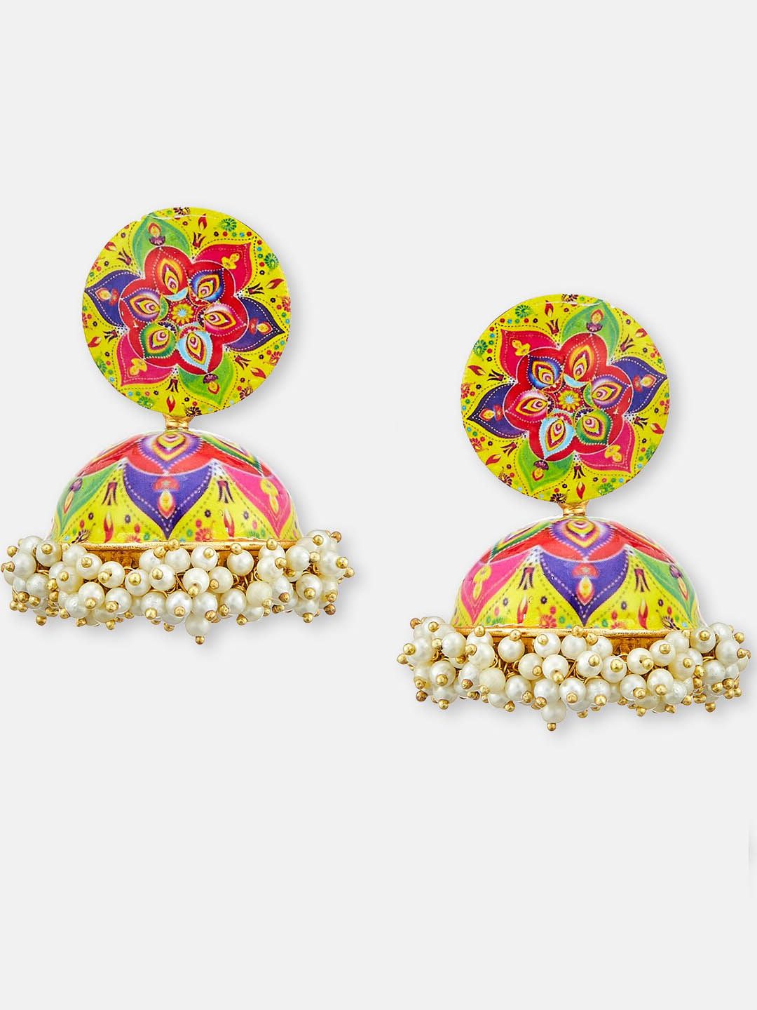 ATIBELLE Gold-Plated Contemporary Jhumkas Earrings