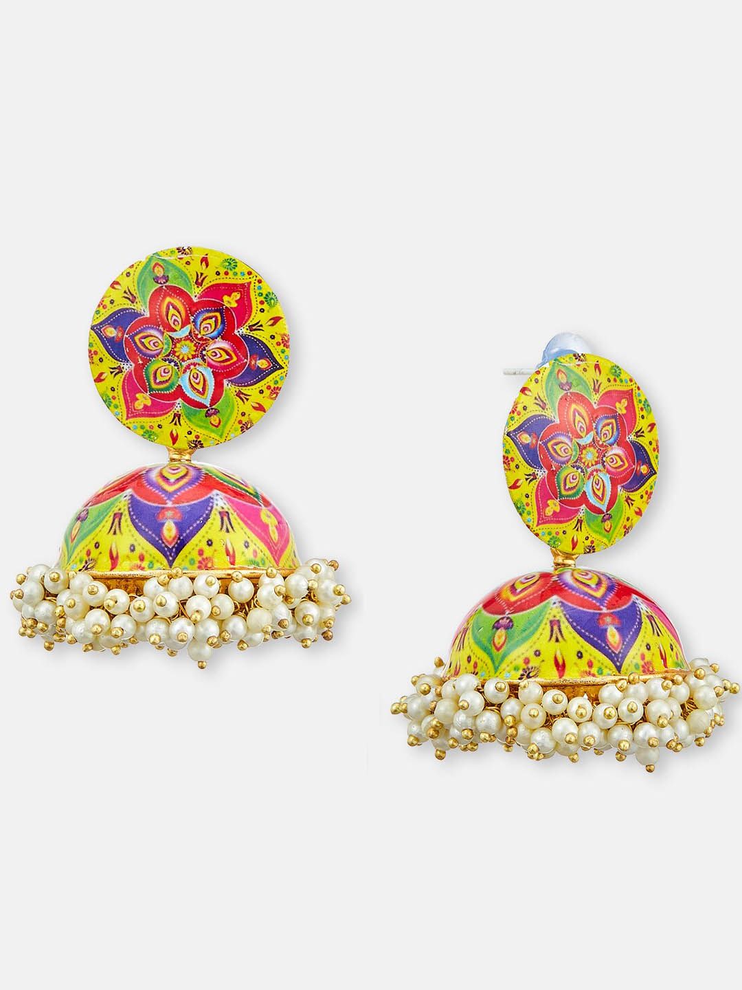ATIBELLE Gold-Plated Contemporary Jhumkas Earrings