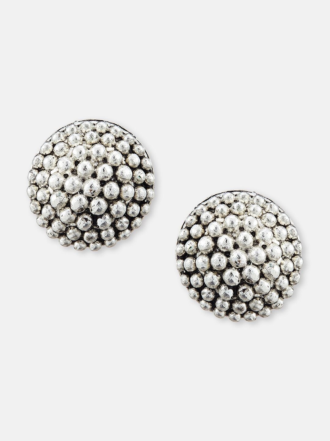 ATIBELLE Circular Silver-Plated Studs Earrings