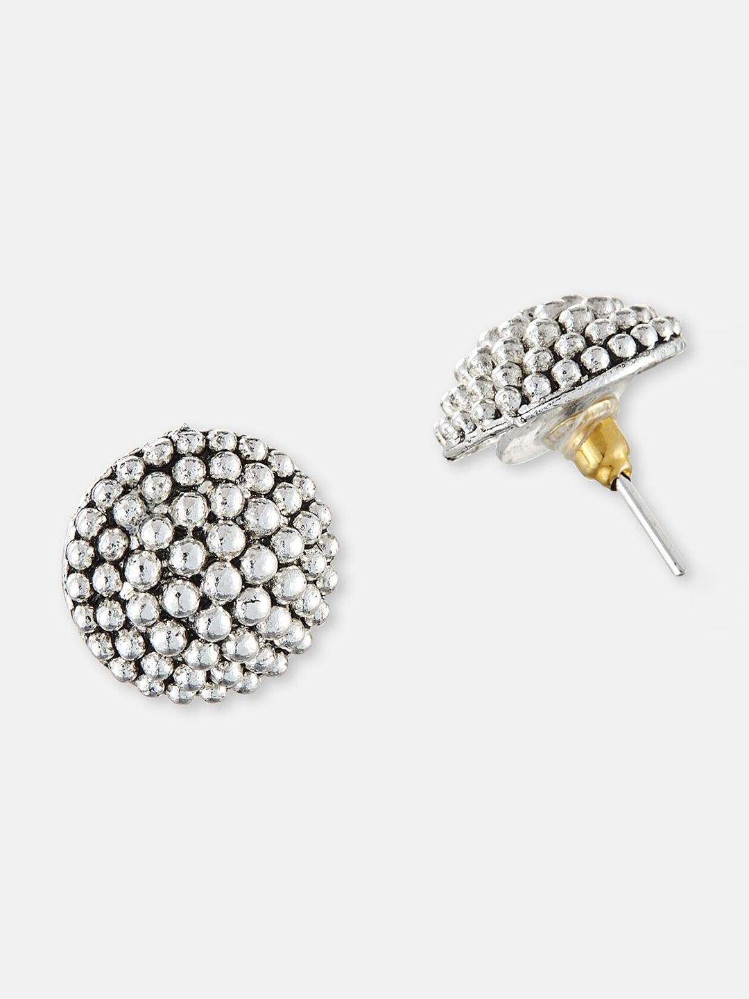 ATIBELLE Circular Silver-Plated Studs Earrings