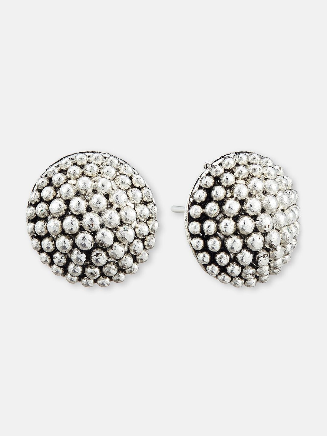 ATIBELLE Circular Silver-Plated Studs Earrings