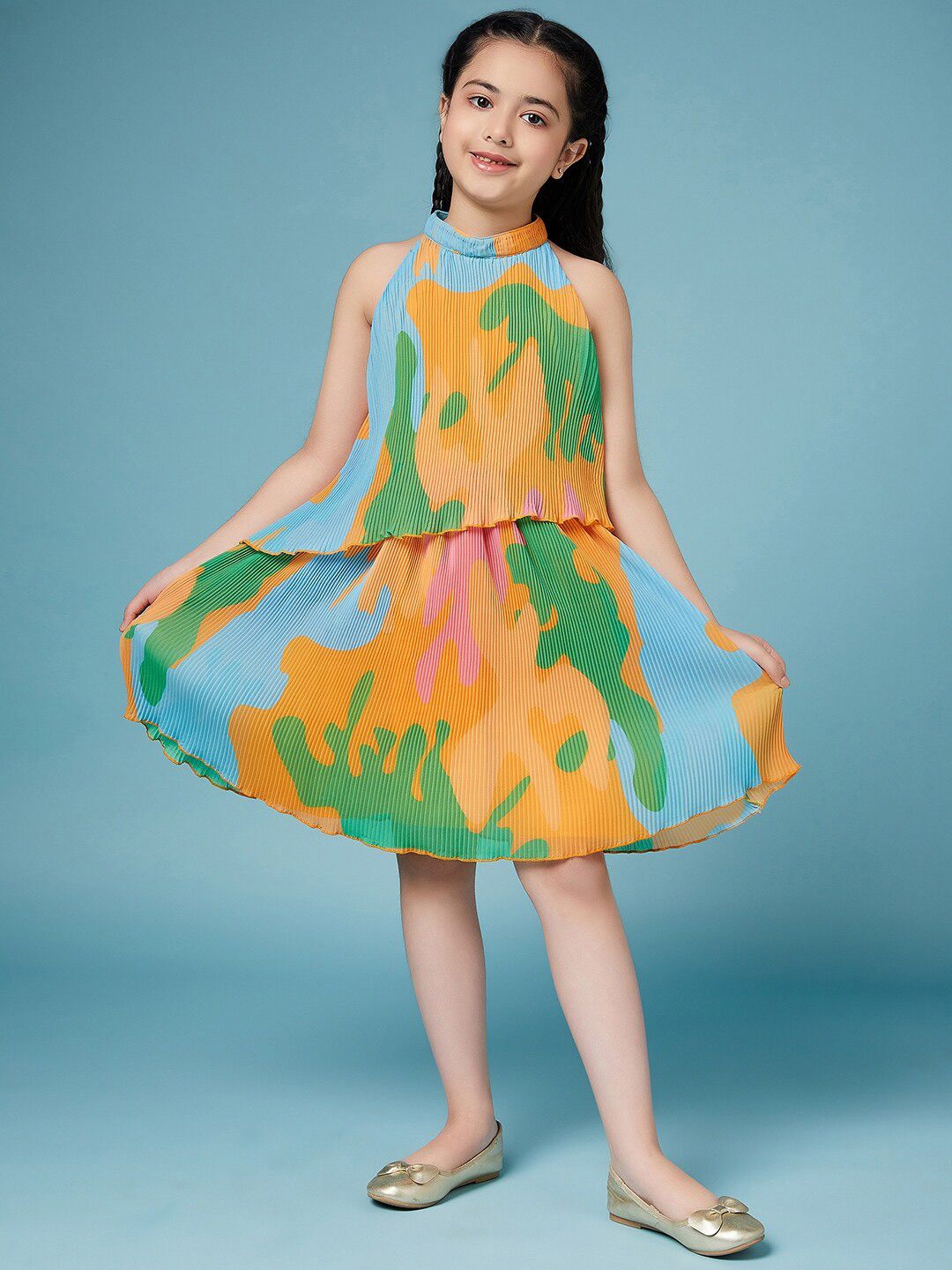 pspeaches Girls Tie and Dye Georgette A-Line Dress-image-7