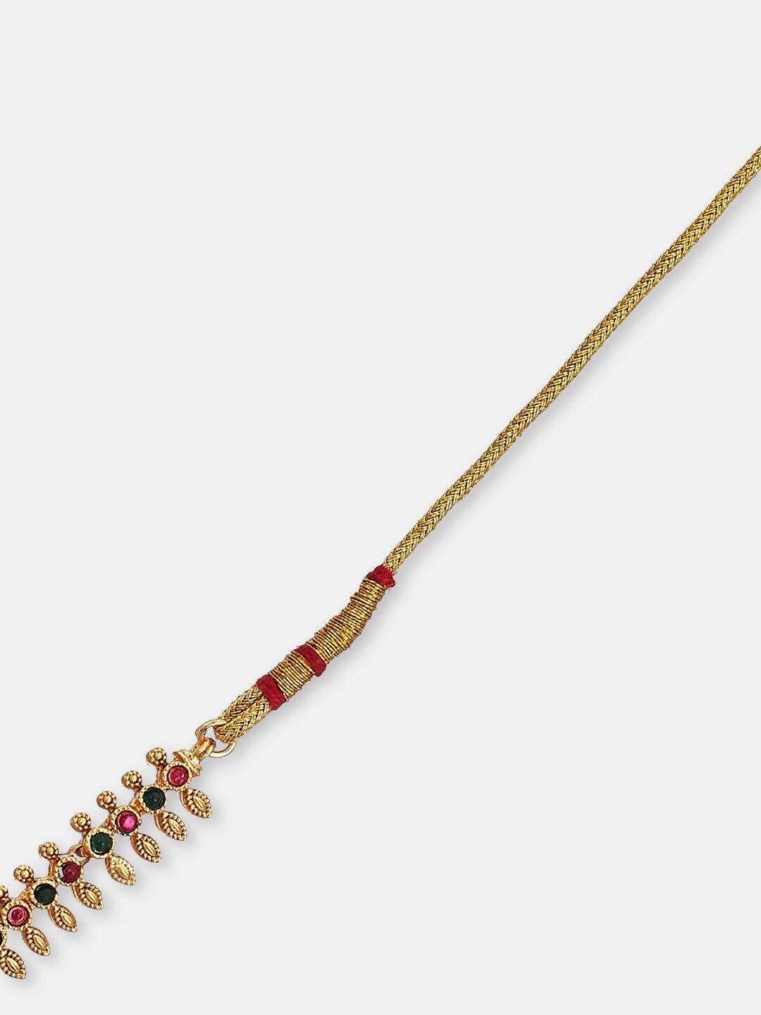 ATIBELLE Gold-Plated Stone-Studded & Pearl Beaded Jewellery Set