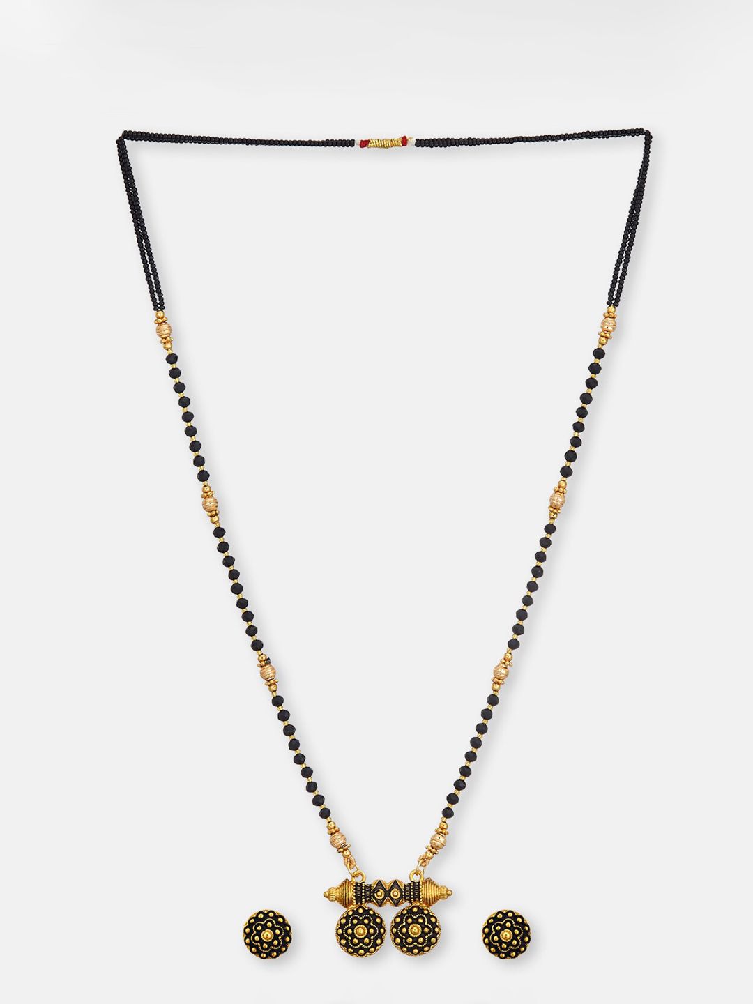 ATIBELLE Gold-Plated Beaded Mangalsutra With Earrings