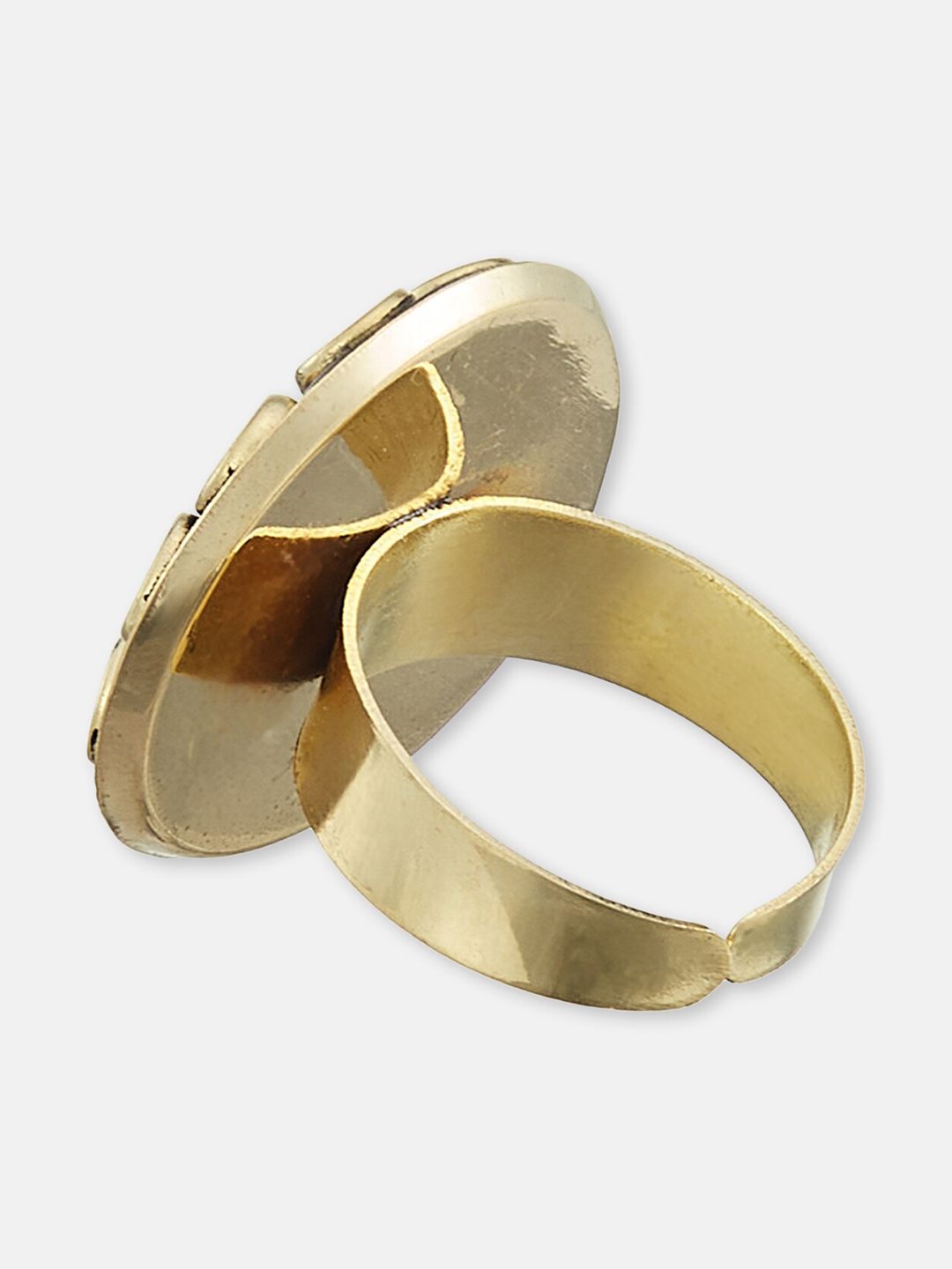 ATIBELLE Gold-Plated & Enamelled Circular Adjustable Finger Ring